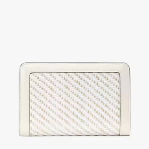 Kate Spade Lena Straw Medium Bifold Wallet Meringue Multi NWT - Picture 3 of 3